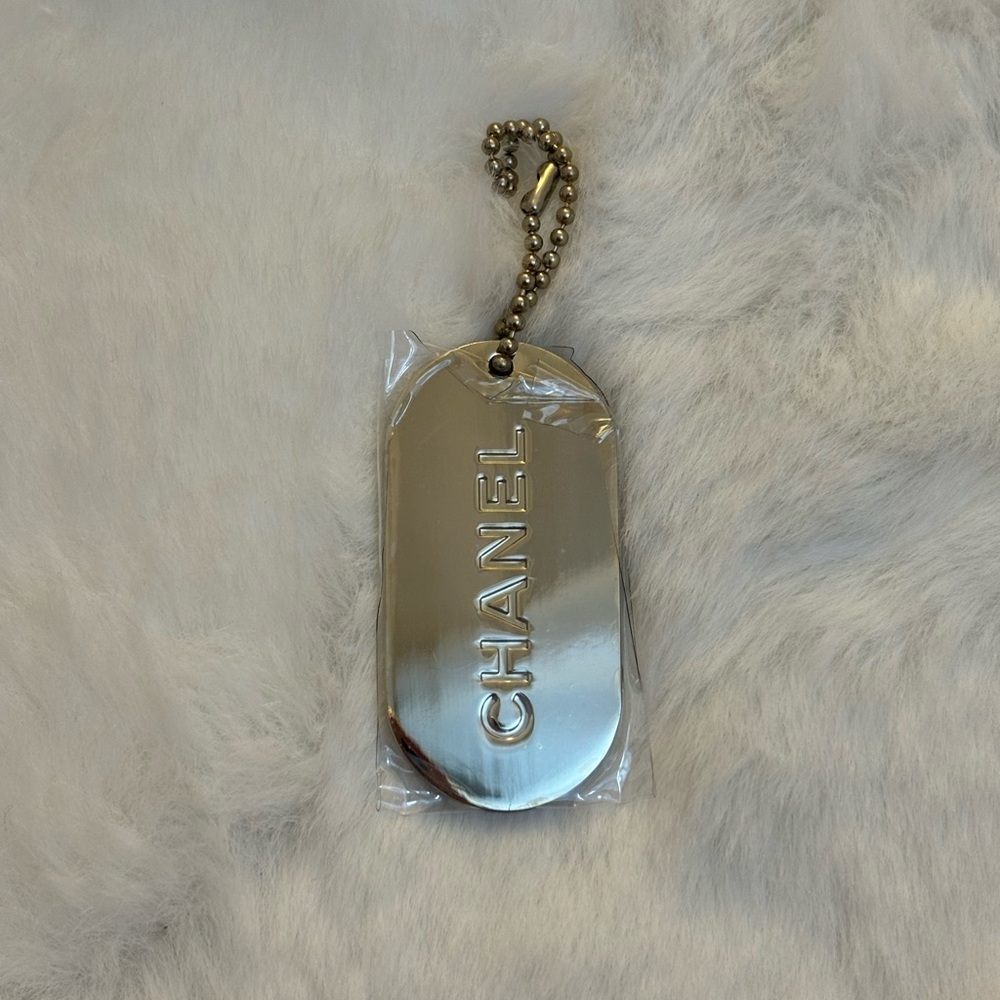 Chanel Green Dog Tag Keychain